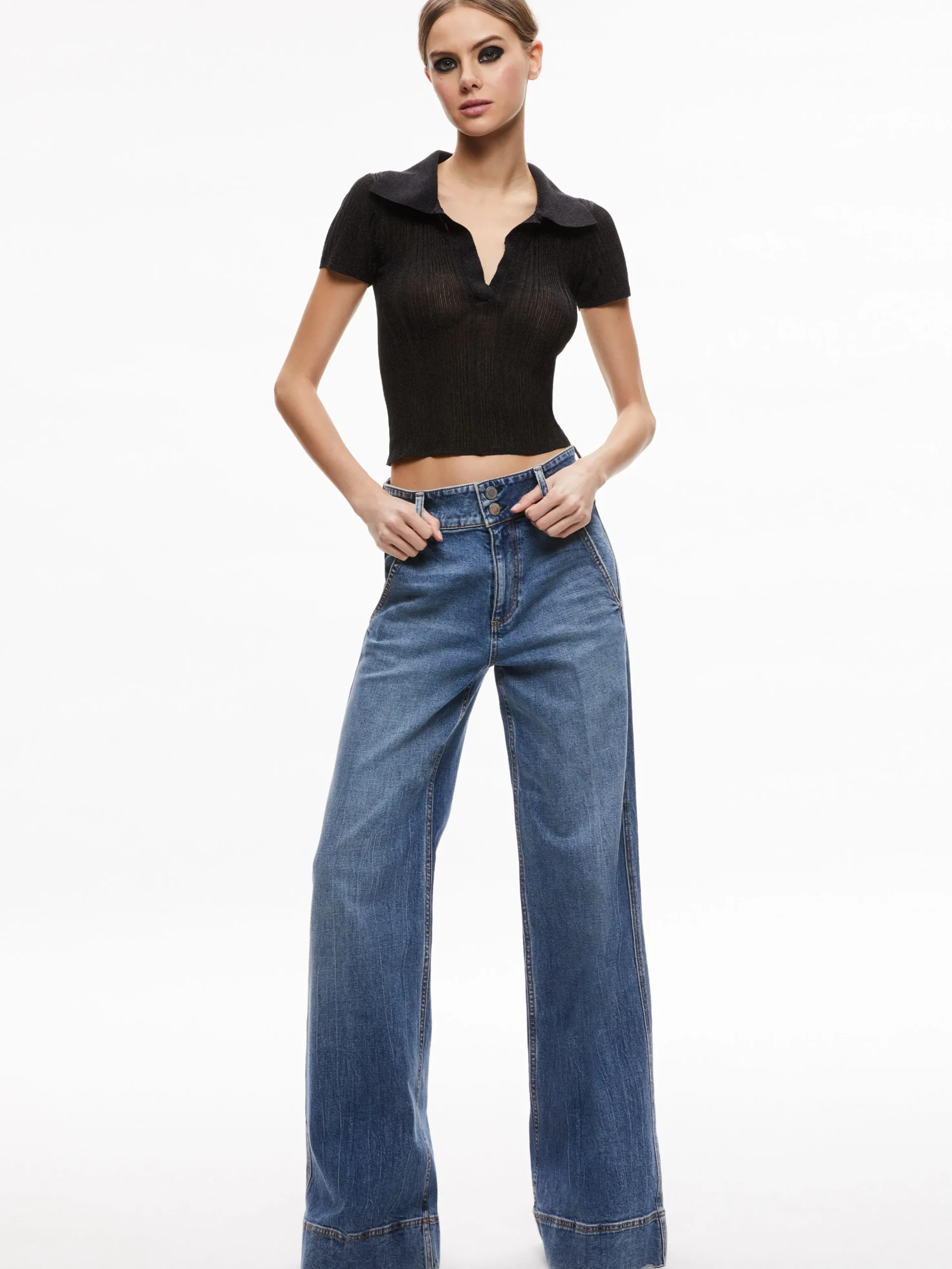 MARTHA METALLIC POLO CROP TOP