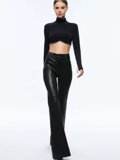 MELANGE RHINESTONE CROPPED TURTLENECK