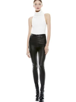 MIKAH SINGLE BUTTON LEATHER PANT