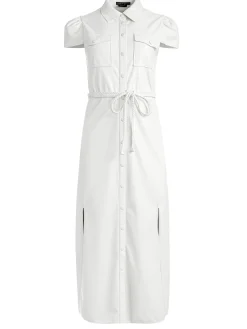 MIRANDA SHORT SLEEVE VEGAN LEATHER MIDI DRESS
