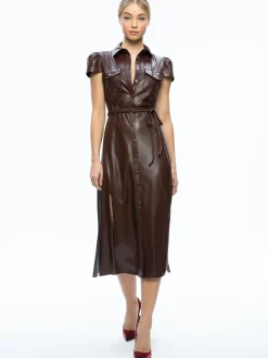 MIRANDA VEGAN LEATHER MIDI DRESS