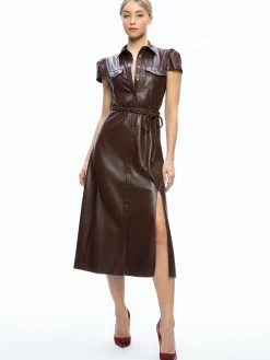 MIRANDA VEGAN LEATHER MIDI DRESS
