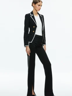 MYA CONTRAST PIPING FITTED BLAZER