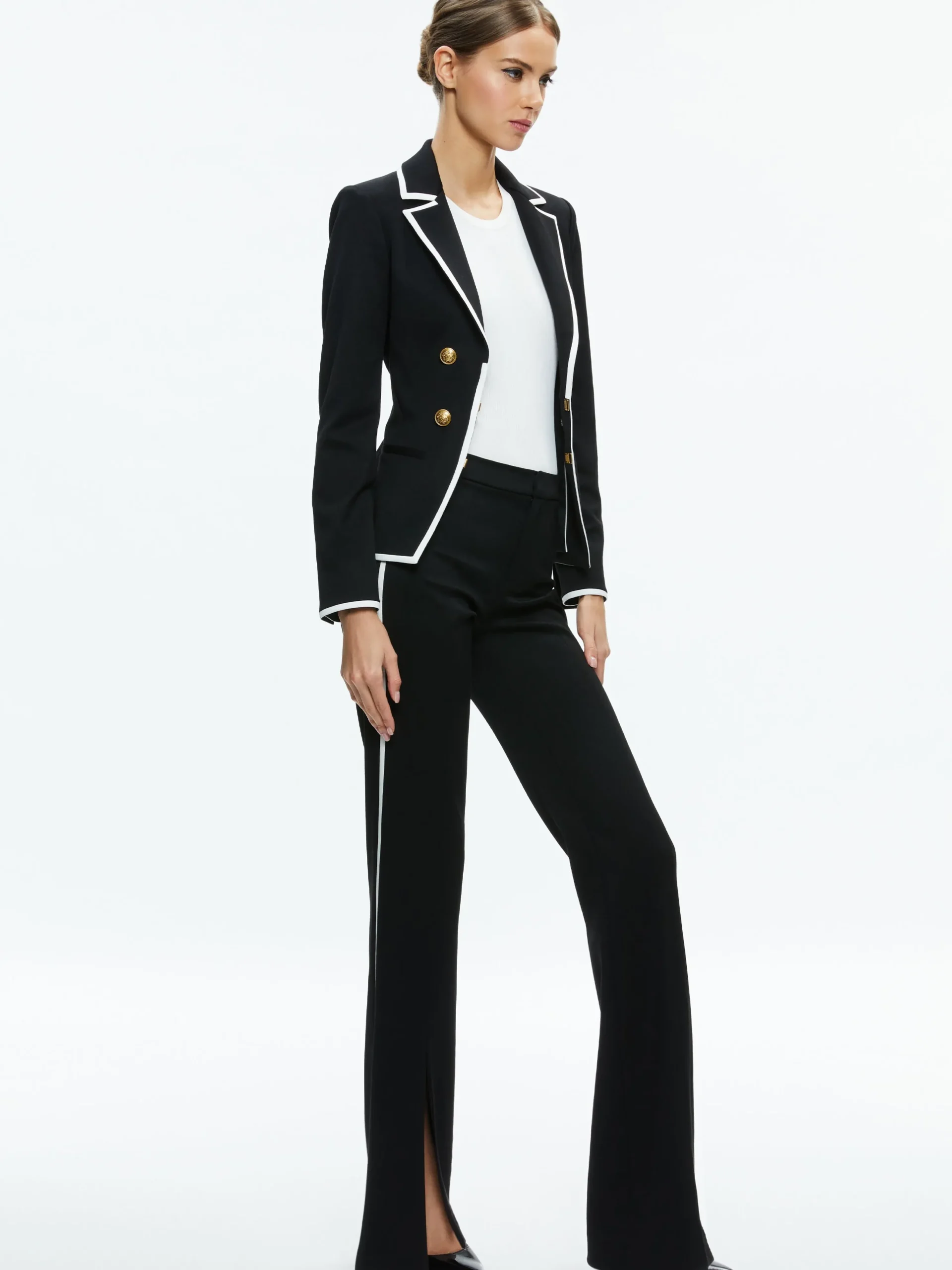 MYA CONTRAST PIPING FITTED BLAZER