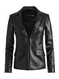 MYA VEGAN LEATHER NOTCH COLLAR BLAZER
