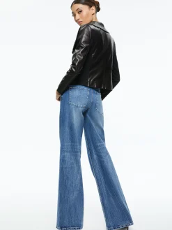 NITA LEATHER DRAPE FRONT JACKET