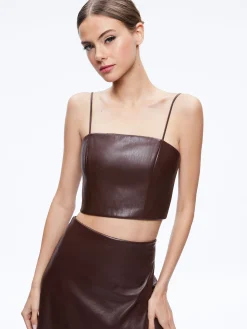 PEARLE VEGAN LEATHER BUSTIER TOP + SIOBHAN VEGAN LEATHER MAXI SKIRT