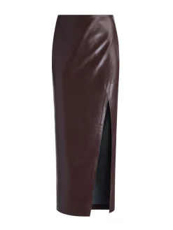 PEARLE VEGAN LEATHER BUSTIER TOP + SIOBHAN VEGAN LEATHER MAXI SKIRT