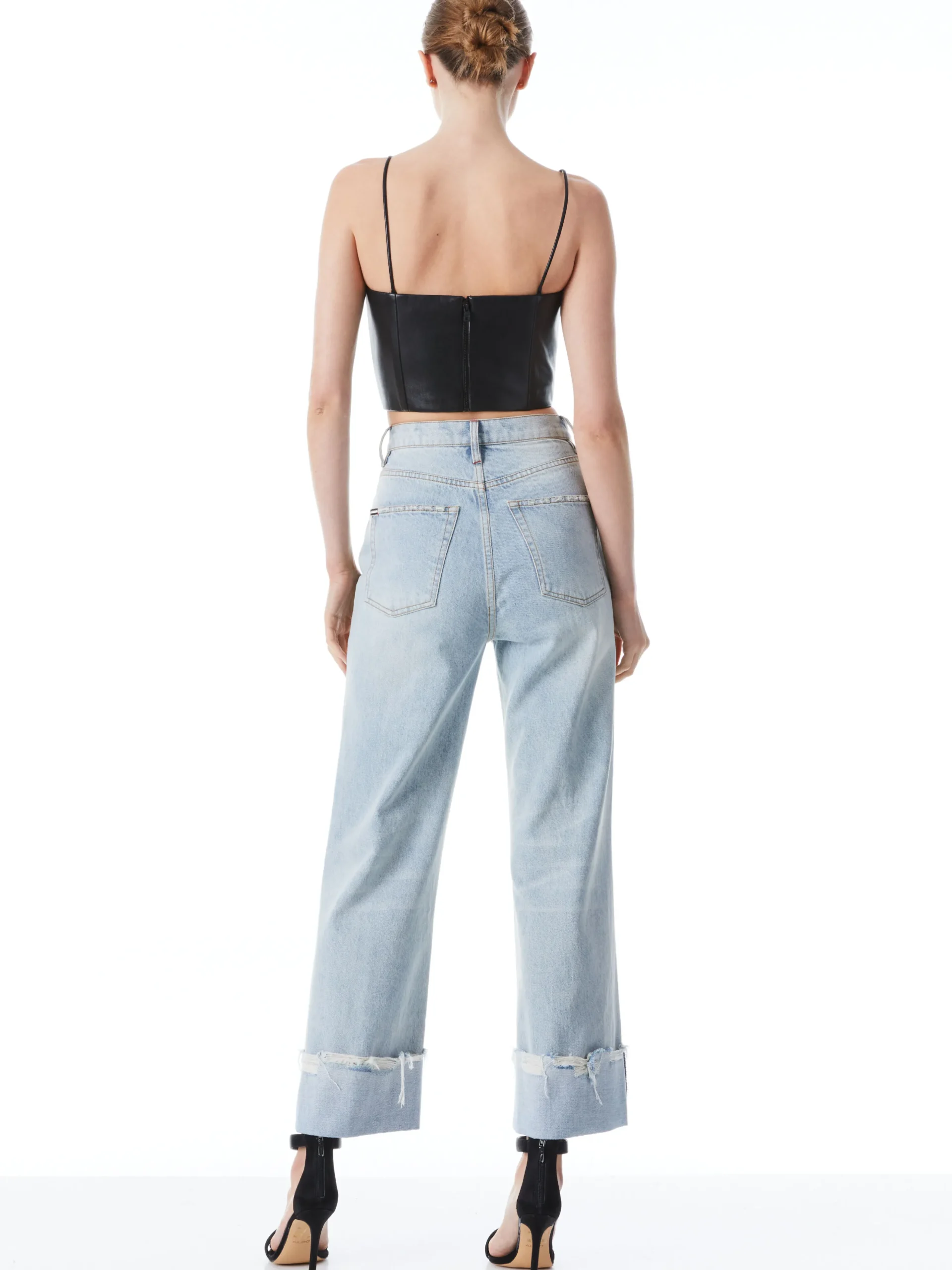PEARLE VEGAN LEATHER SPAGHETTI STRAP BUSTIER