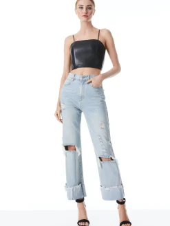 PEARLE VEGAN LEATHER SPAGHETTI STRAP BUSTIER
