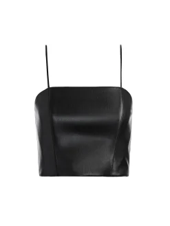 PEARLE VEGAN LEATHER SPAGHETTI STRAP BUSTIER