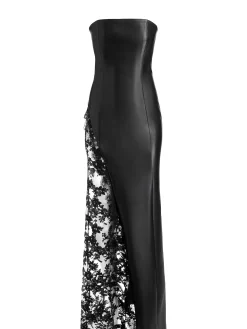 RETHA VEGAN LEATHER LACE MAXI DRESS