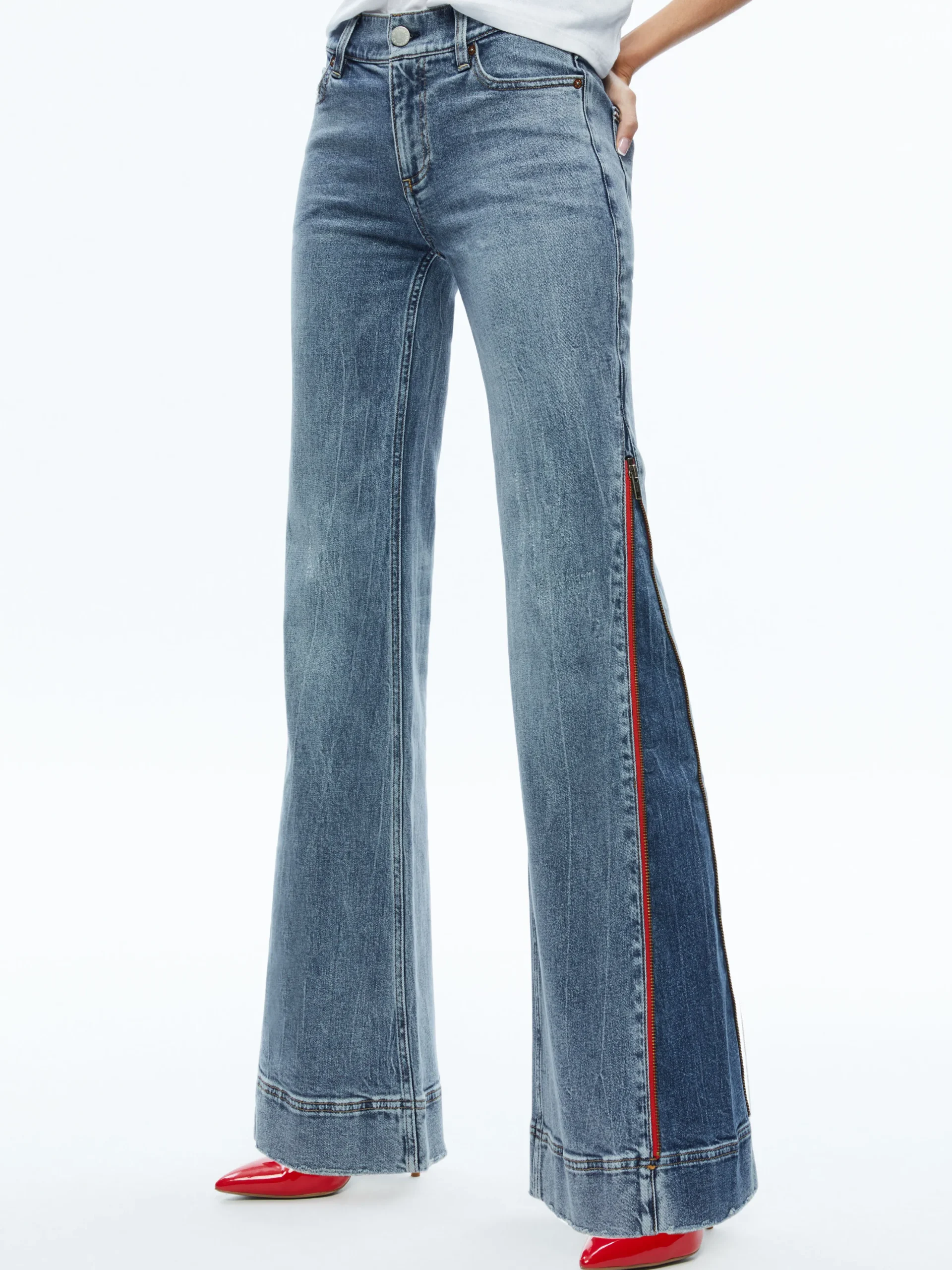 REY SIDE ZIPPER WIDE LEG JEAN