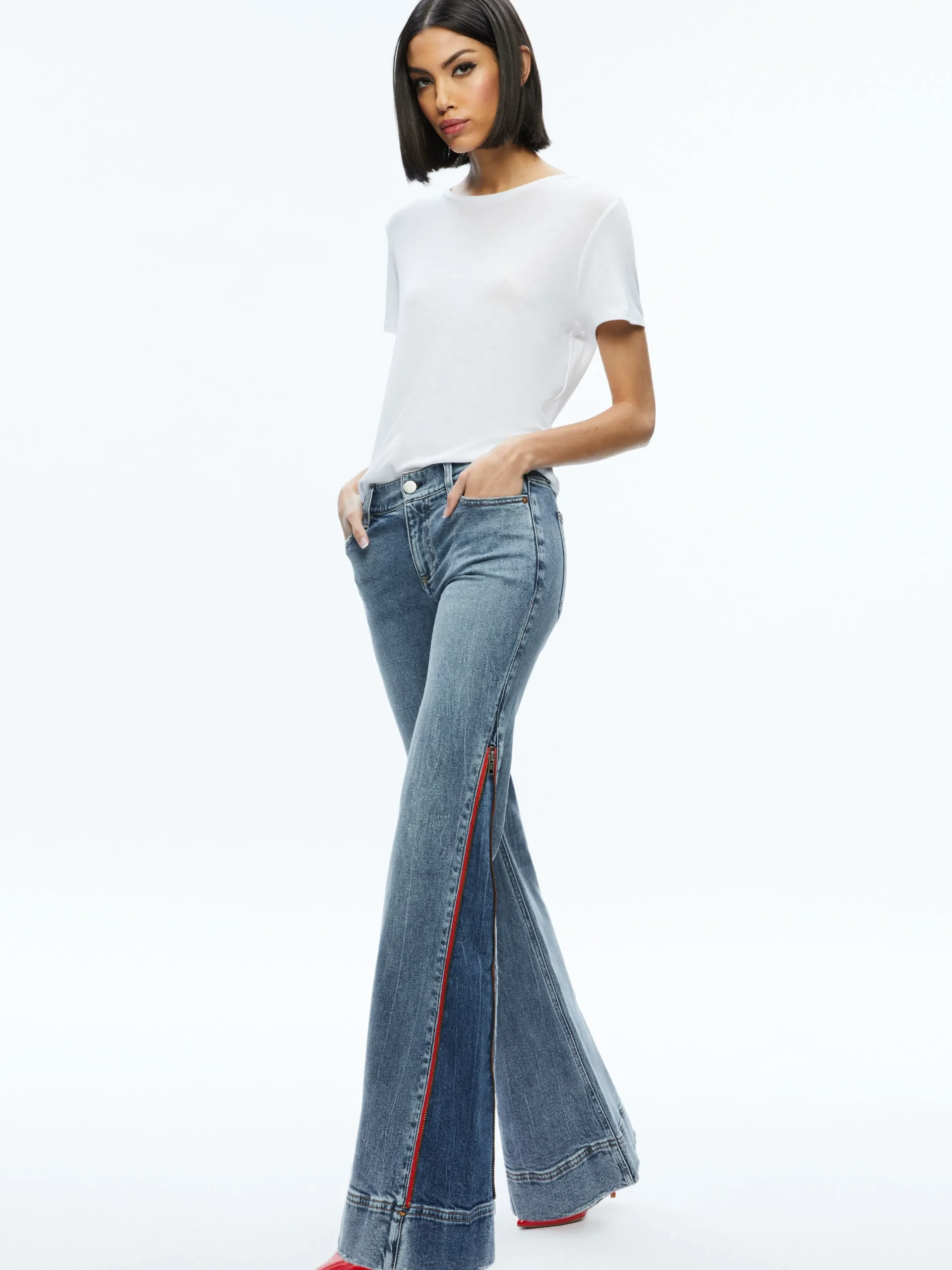 REY SIDE ZIPPER WIDE LEG JEAN