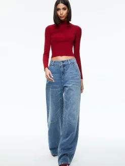 SENAIDA CROPPED MOCK NECK PULLOVER