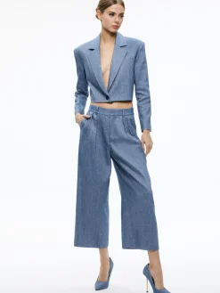 SHAN CROPPED CHAMBRAY BLAZER