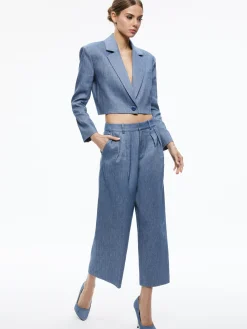 SHAN CROPPED CHAMBRAY BLAZER