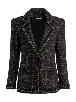 SHAN TWEED CHAIN TRIM BLAZER