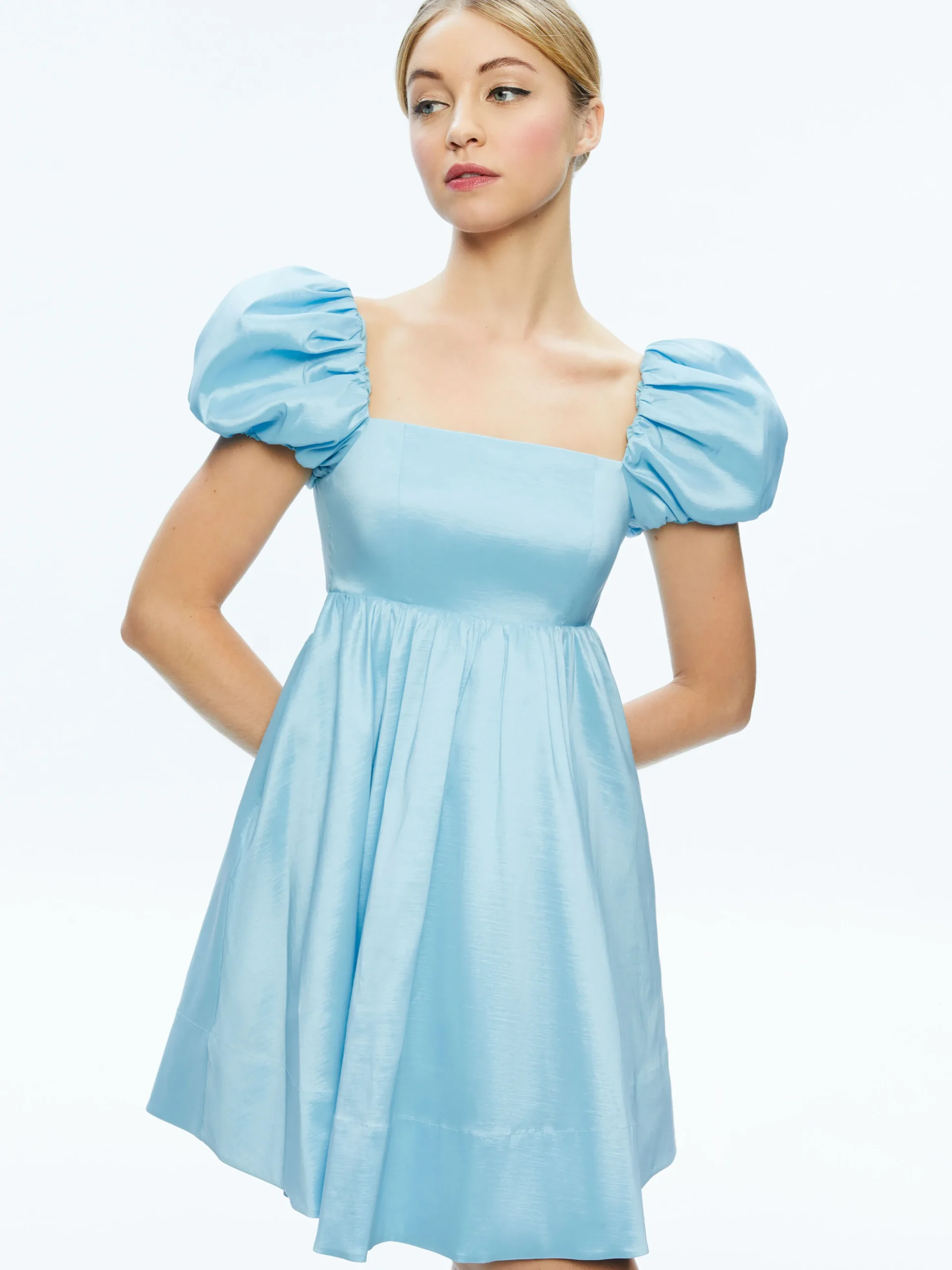 SHARILYN BUBBLE SLEEVE TIE BACK MINI DRESS