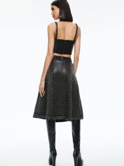 SOSIE STUDDED LEATHER MIDI SKIRT