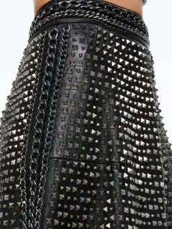 SOSIE STUDDED LEATHER MIDI SKIRT