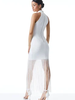STEPH TWIST NECK FRINGE DRESS