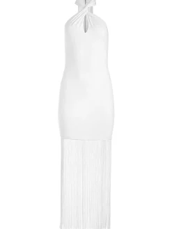 STEPH TWIST NECK FRINGE DRESS
