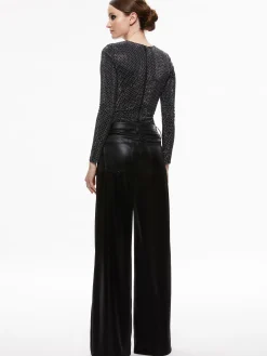 TAEYN EMBELLISHED CREW NECK BODYSUIT