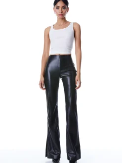 TEENY VEGAN LEATHER SIDE SLIT PANT