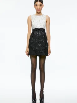 TRUE EMBELLISHED BODICE MINI DRESS