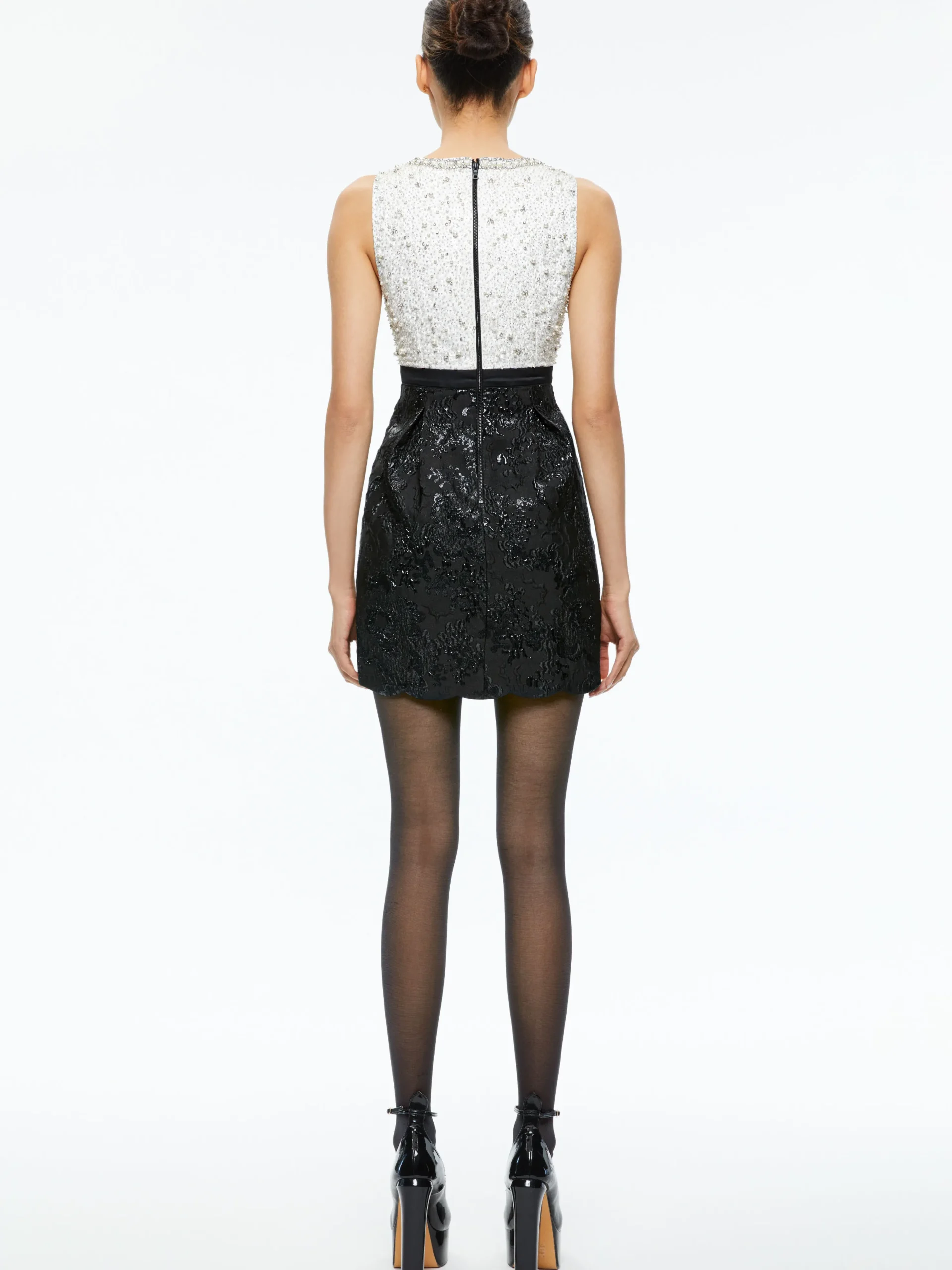TRUE EMBELLISHED BODICE MINI DRESS