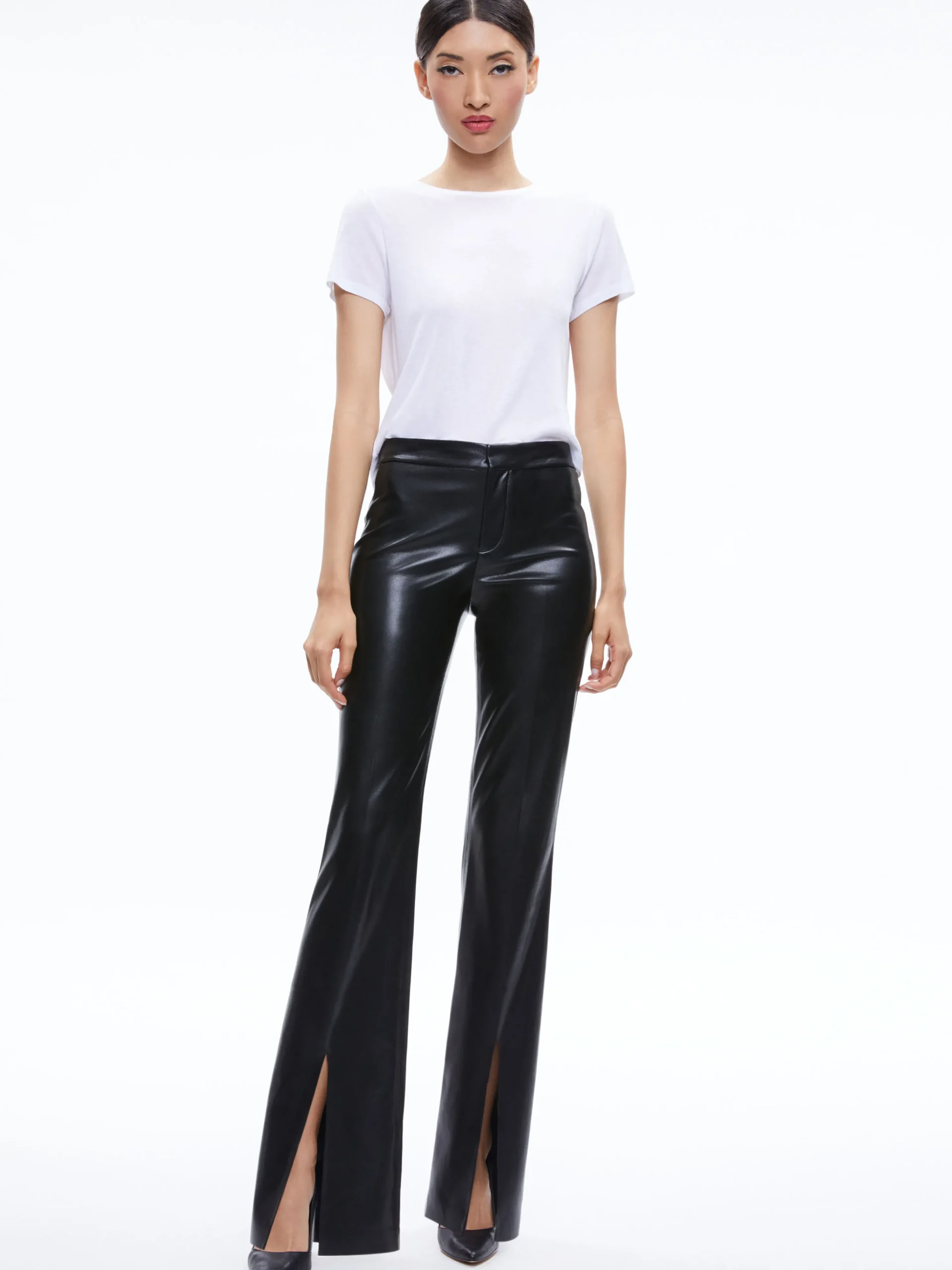 WALKER VEGAN LEATHER FRONT SLIT PANT