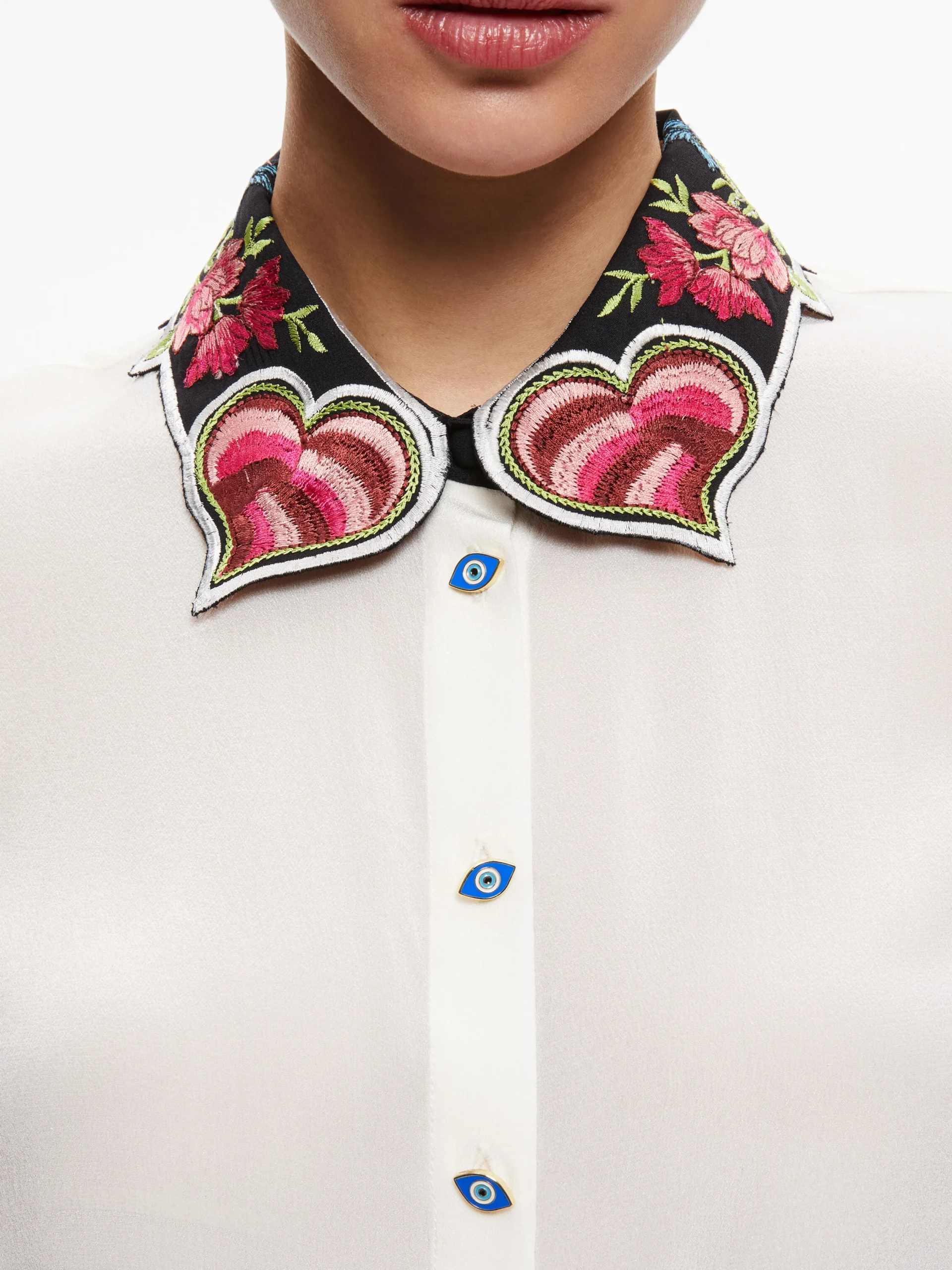 WILLA EMBROIDERED COLLAR PLACKET TOP
