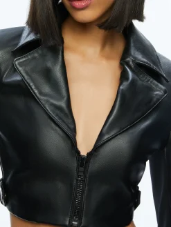 YARDLEY LEATHER CROPPED JACKET