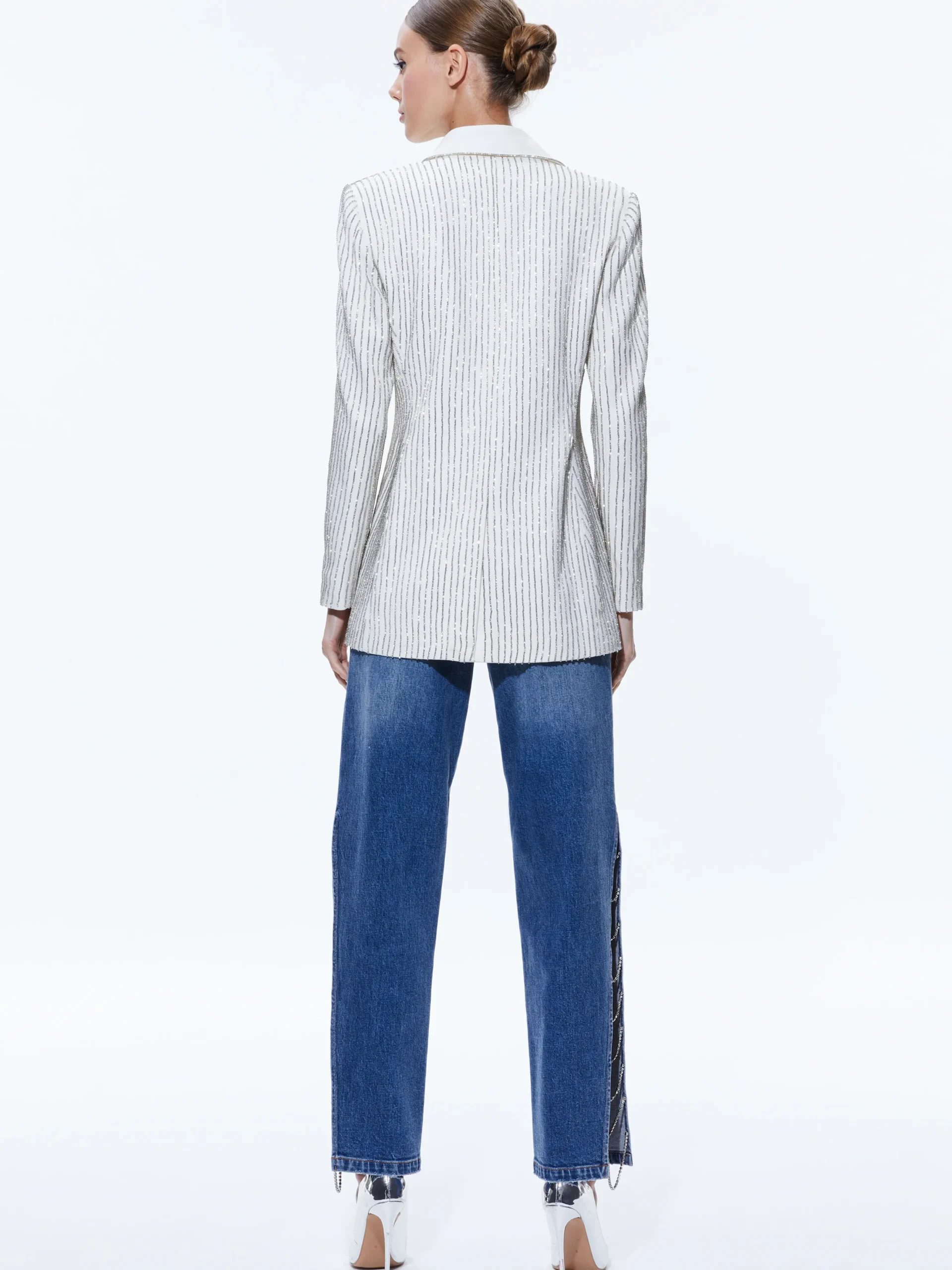 YONA PINSTRIPE EMBELLISHED BLAZER