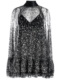 ZENON SEQUIN CAPE MINI DRESS